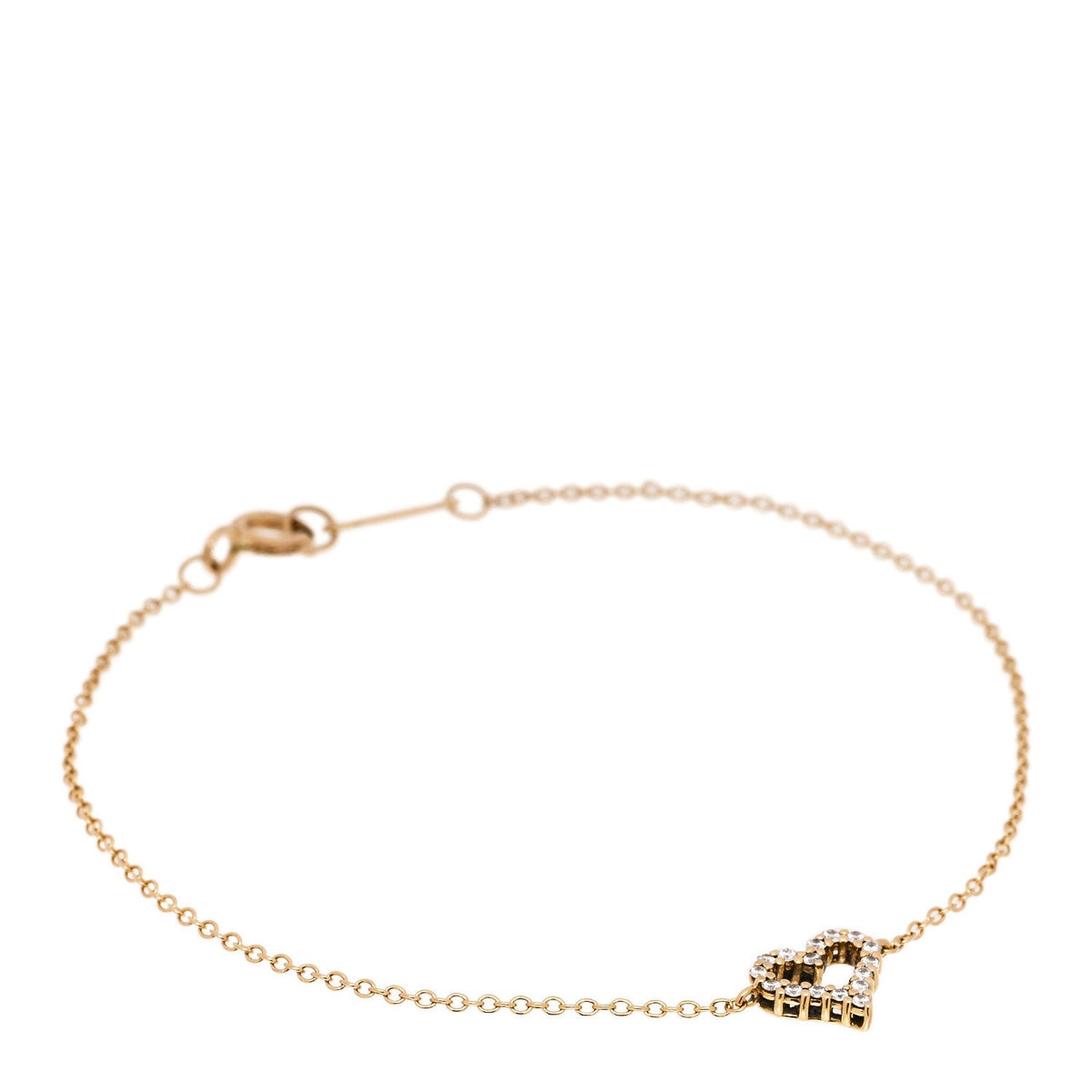 18K Yellow Gold Diamond Heart Bracelet
